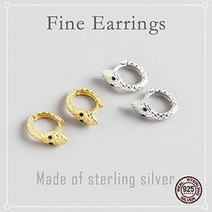 Rockyu ピアス レディース フープ 蛇モチーフ シルバー925 ゴールド/プラチナ仕上げ ジルコニア 両耳用