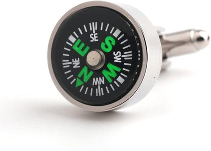 Rockyu カフス メンズ ラウンド コンパス シルバー 合金製 ビジネスファッション