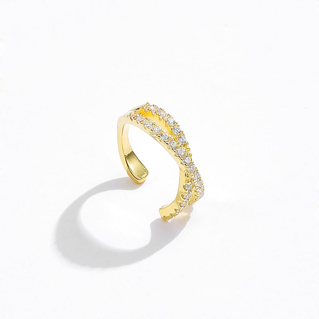 Rockyu フェイクピアス メンズ レディース シルバー925 ゴールド&シルバー 二連交叉 ジルコニア フープイヤリング アレルギー対応