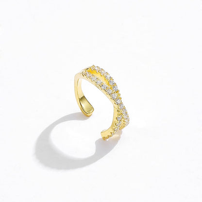 Rockyu フェイクピアス メンズ レディース シルバー925 ゴールド&シルバー 二連交叉 ジルコニア フープイヤリング アレルギー対応