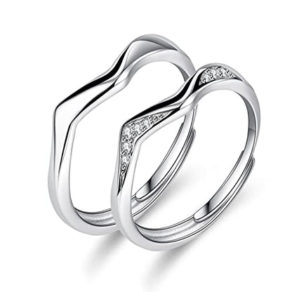 波打つシルエットのシルバー925ペアリング｜フリーサイズ 結婚指輪 カップル用