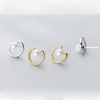 S925パール＆ダイヤ風ミニフープピアス｜小さな輝きで耳元に気品を