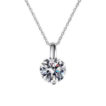 Rockyu 一粒ネックレス レディース モアサナイト＆高炭素ダイヤ風 シルバー925製 ラウンドカット