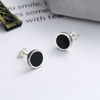 ピアス レディース メンズ シルバー925 丸型 ブラックエナメル スタッドピアス