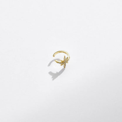 Rockyu シルバー925 イヤーカフ レディース メンズ ジルコニア 芒星 ノンホール ゴールド 金属アレルギー対応