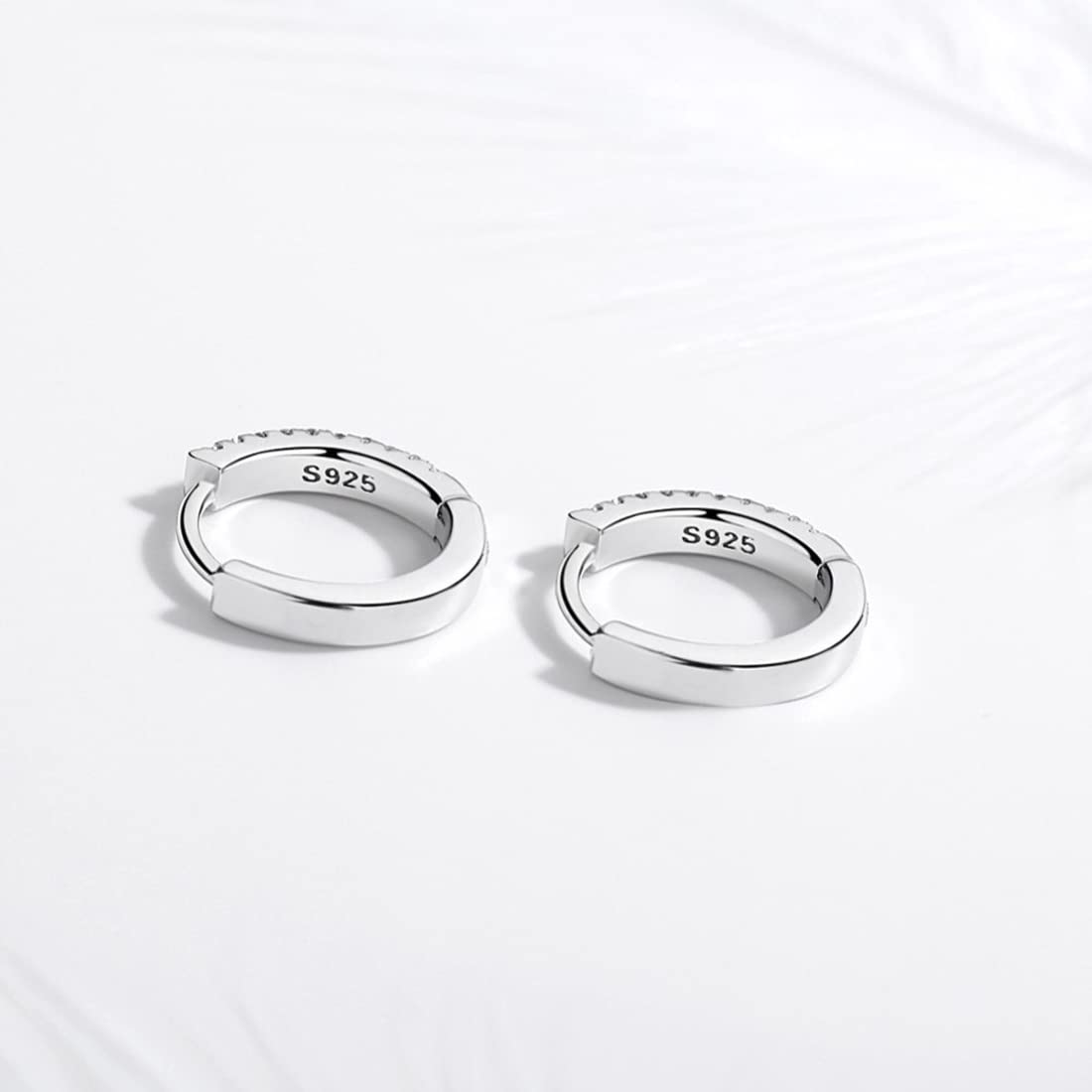 Rockyu ピアス レディース フープ シルバー925 ジルコニア 二連ダイヤ風 リングピアス アレルギー対応