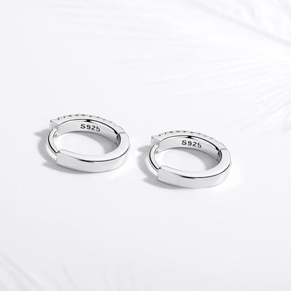 Rockyu ピアス レディース フープ シルバー925 ジルコニア 二連ダイヤ風 リングピアス アレルギー対応