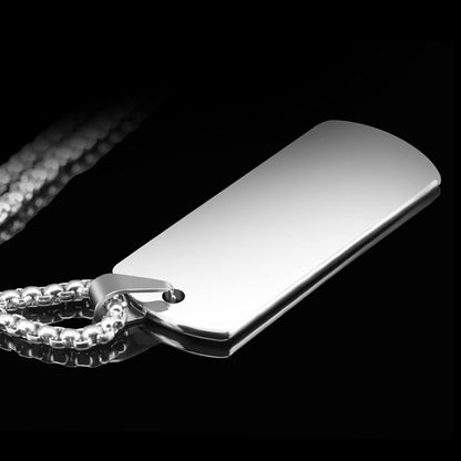 Rockyu ネックレス メンズ タングステンプレート 長方形ペンダント ベネチアンチェーン