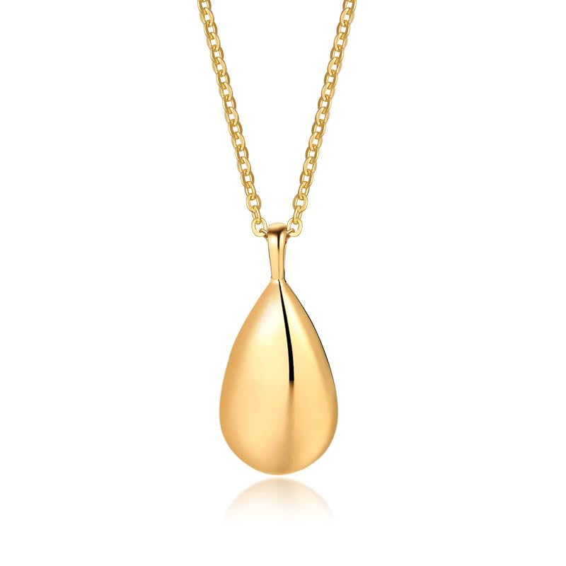 Rockyu 涙型メモリアルネックレス 遺骨ペンダント ステンレス製 金属アレルギー対応 手元供養 50cm