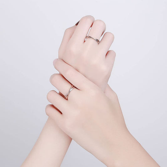 Rockyu ペアリング 2個セット｜ピンクゴールド×シルバー925 フリーサイズ