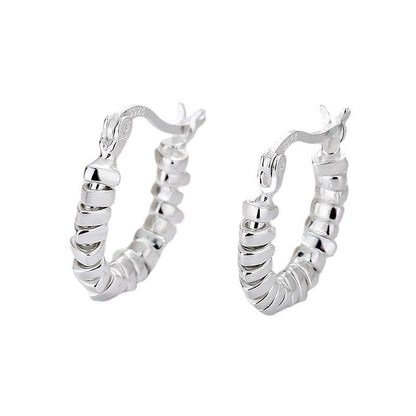 Rockyu シルバー925 ツイスト＆ジオメトリック フープピアス 両耳セット