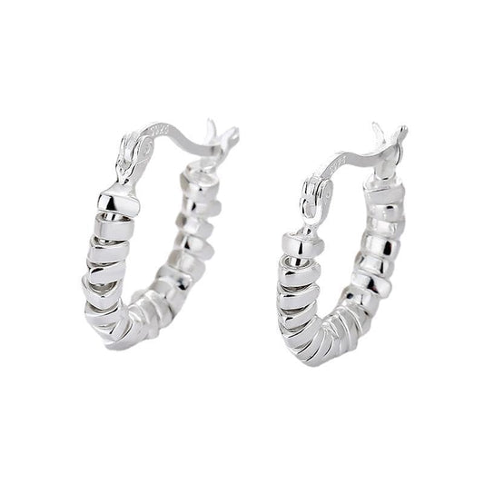 Rockyu シルバー925 ツイスト＆ジオメトリック フープピアス 両耳セット