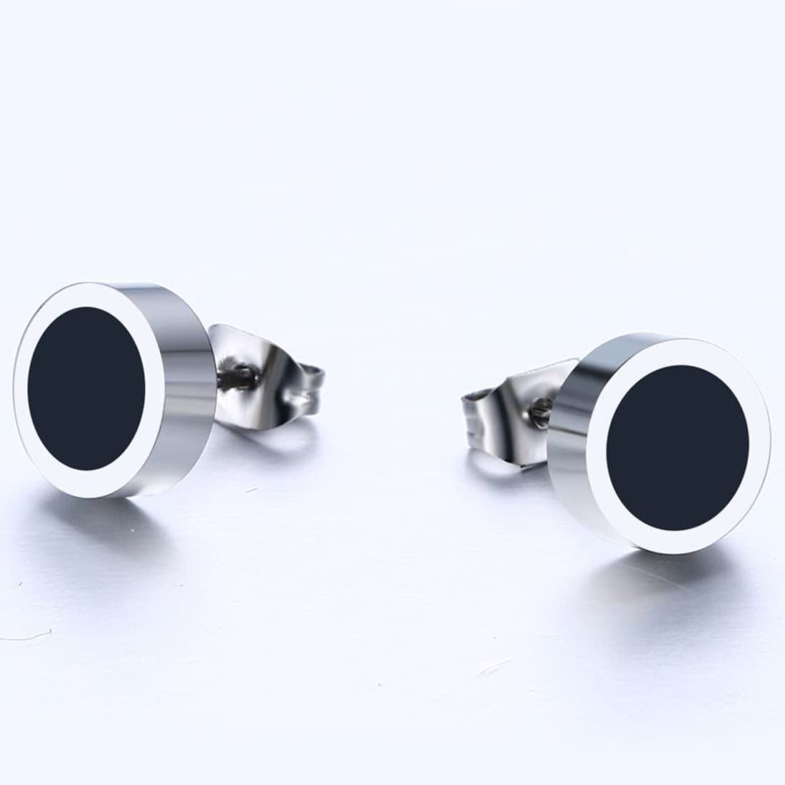 Rockyu ピアス メンズ 円型 ステンレス製 コインデザイン 光沢仕上げ 金属アレルギー対応