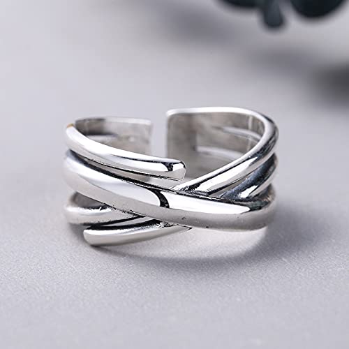 Rockyu 2連風シルバーリング レディース フリーサイズ チタン製 おしゃれアクセサリー