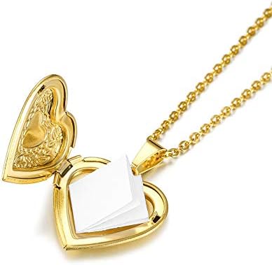 Rockyu ネックレス レディース ハート型 ロケット 写真収納可 上品 ペンダントチェーン