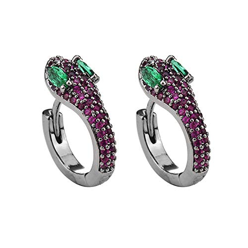 Rockyu 蛇モチーフ フープピアス レディース 両耳用 ジルコニア 18金仕上げ 金アレ対応