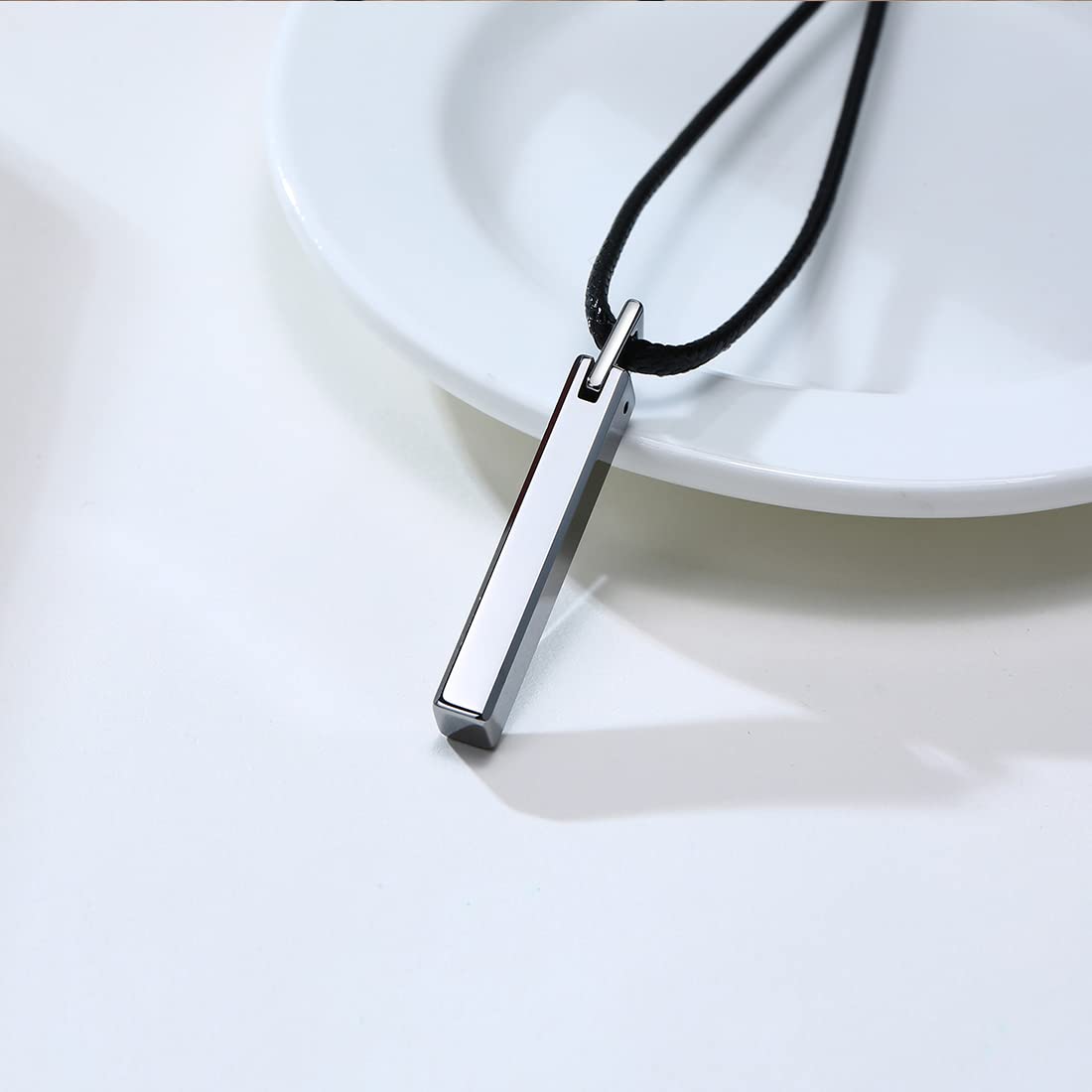 Rockyu バーネックレス メンズ タングステン 鏡面仕上げ スティックペンダント アレルギー対応