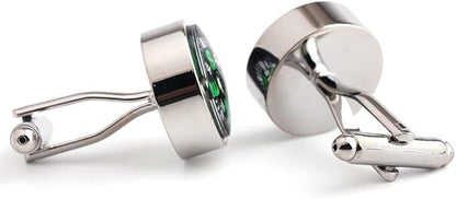 Rockyu カフス メンズ ラウンド コンパス シルバー 合金製 ビジネスファッション