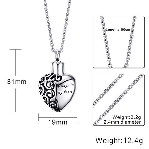 Rockyu メモリアルハートネックレス ステンレス製 アンティーク調