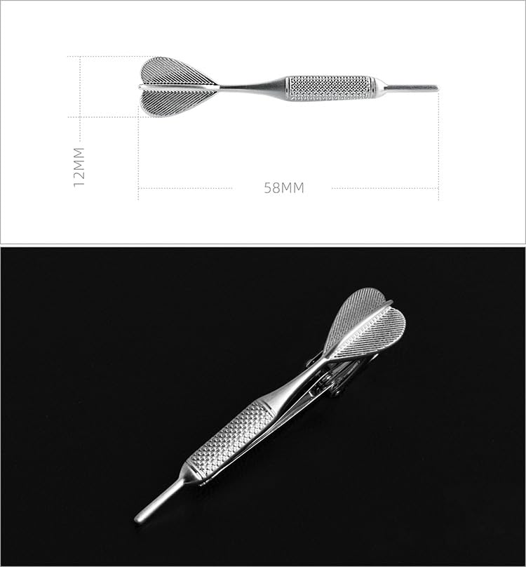 Rockyu 飛鏢型タイピン メンズ シルバー 黄銅製 ビジネスアクセサリー