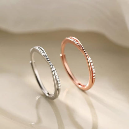 Rockyu レディースリング フリーサイズ ピンクゴールド シンプルラインデザイン