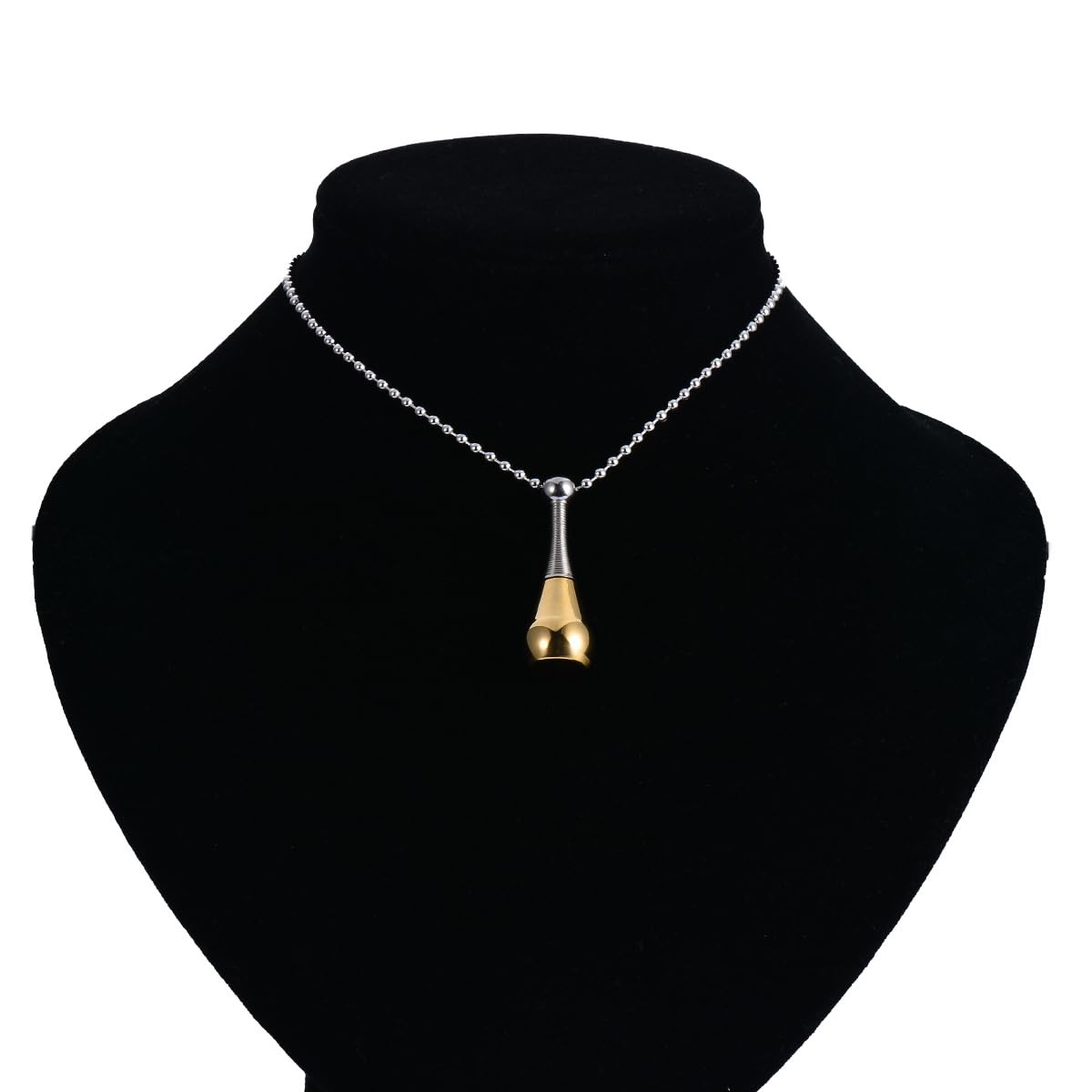 Rockyu ネックレス メンズ レディース ステンレス ウォータードロップ ペンダント 開閉式 香水ボトル 骨壷 メモリアルジュエリー