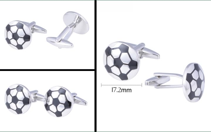 Rockyu サッカーボール カフリンクス＆ネクタイピン＆ピンバッジ 3点セット