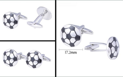 Rockyu サッカーボール カフリンクス＆ネクタイピン＆ピンバッジ 3点セット