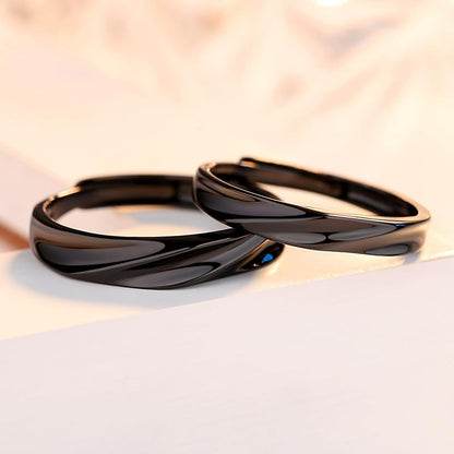 ペアリング｜シルバー925＆ブラック フリーサイズ カップルリング 恋人へのプレゼントに