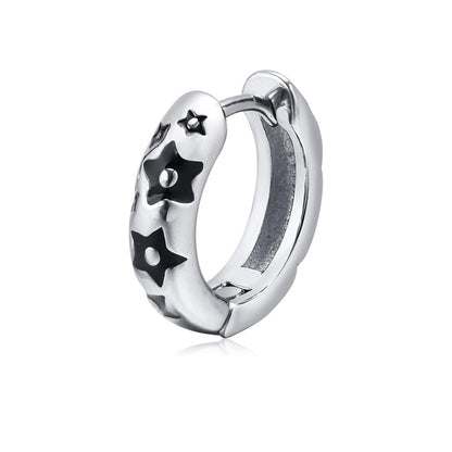 Rockyu メンズ フープピアス シルバー ステンレス 彫刻デザイン 片耳用 小さめ 金属アレルギー対応