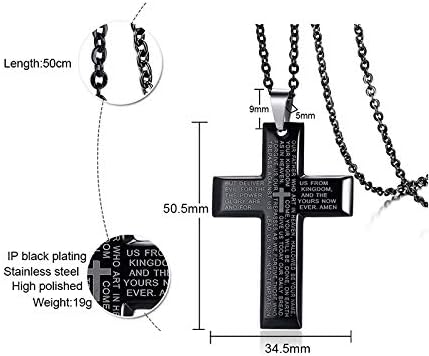 Rockyu クロスネックレス ステンレス メンズ ゴールド ブラック シルバー ペンダント