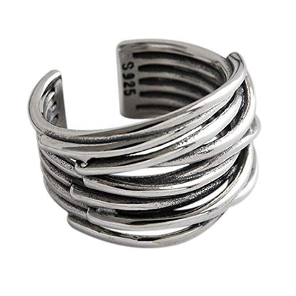 Rockyu シルバー多連チタンリング レディース フリーサイズ おしゃれ指輪