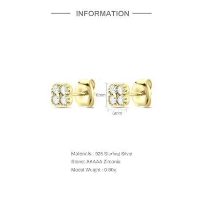 Rockyu シルバー925 花型スタッドピアス（ターコイズ＆ジルコニア・両耳用）