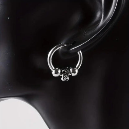 Rockyu ピアス メンズ フープ シルバー 鈴付き リングピアス 316Lステンレス 両耳用