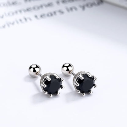 Rockyu シルバー925 キュービックジルコニア スクリューキャッチピアス 3サイズ展開