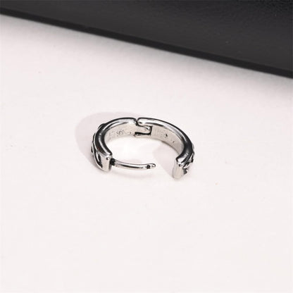 Rockyu メンズ フープピアス シルバー ステンレス 彫刻デザイン 片耳用 小さめ 金属アレルギー対応