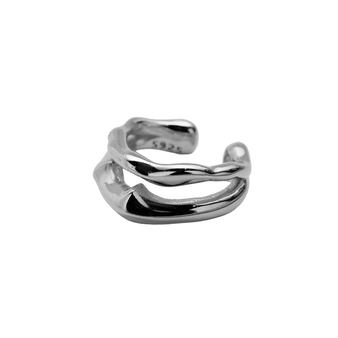 Rockyu ピアス レディース シルバー925 二連風 ノンホール フェイクピアス 金属アレルギー対応