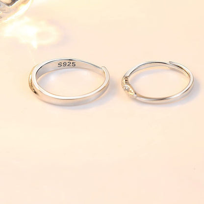 Rockyu 指輪 カップル ペアリング メンズ レディース シルバー925 羽モチーフ ジルコニア 調整可能 純銀製 リング