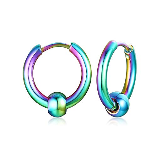 Rockyu メンズピアス フープ 両耳用 17mm リングピアス ステンレス製 シンプル 金属アレルギー対応