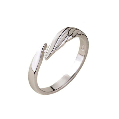 Rockyu 指輪 ペアリング メンズ レディース フリーサイズ 天使と悪魔 シルバー ブラック 925 純銀