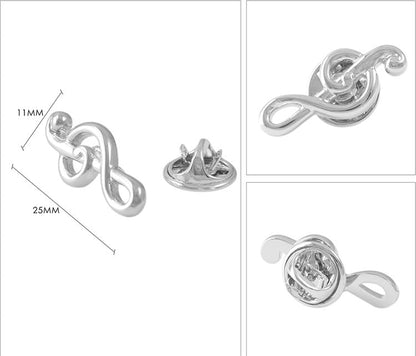 Rockyu ブローチ メンズ レディース 音符 シルバー スーツアクセサリー