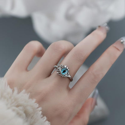 Rockyu 悪魔の目 指輪 シルバー フリーサイズ ジルコニア付き INS風ユニセックスリング