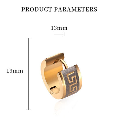 Rockyu ピアス メンズ ステンレス ブラック フープピアス 幾何学模様 幅広 リング 金属アレルギー対応