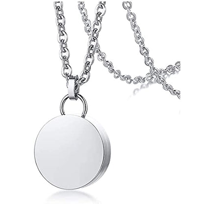 Rockyu サークル型メモリアルネックレス メンズ ステンレス製 遺骨カプセル ロング60cmチェーン