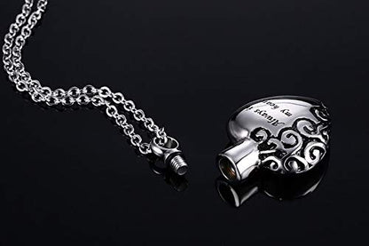 Rockyu メモリアルハートネックレス ステンレス製 アンティーク調