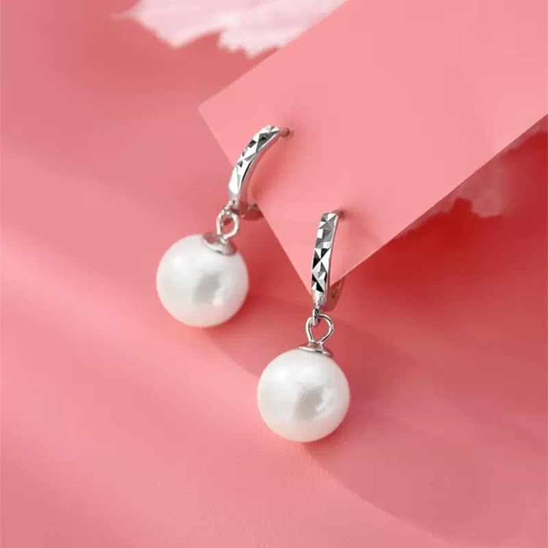 Rockyu イヤリング レディース フープ パール 揺れる シルバー ステンレス製 丸形 ピアス風 アクセサリー