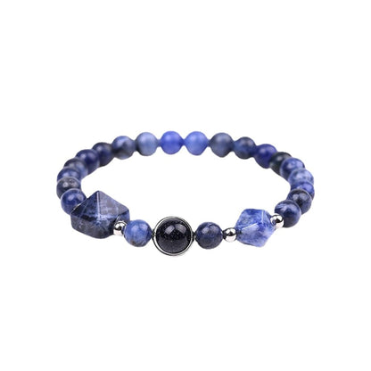 Rockyu 天然石ブレスレット レディース パワーストーン ピラミッドビーズデザイン