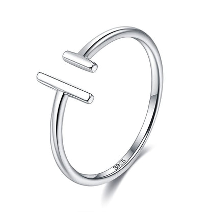 Rockyu シルバー925 レディースリング 平行線デザイン フリーサイズ 純銀 ファッションリング