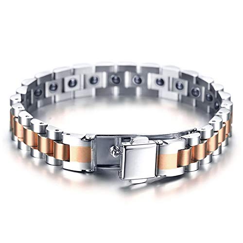 Rockyu 磁気ブレスレット メンズ｜ゲルマニウム＆チタン ステンレス製 健康サポートアクセ