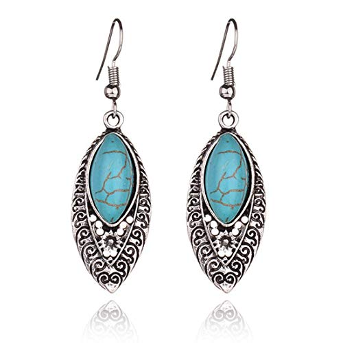 Rockyu ピアス レディース ターコイズ 雫型 シルバー925 フック 揺れるタイプ